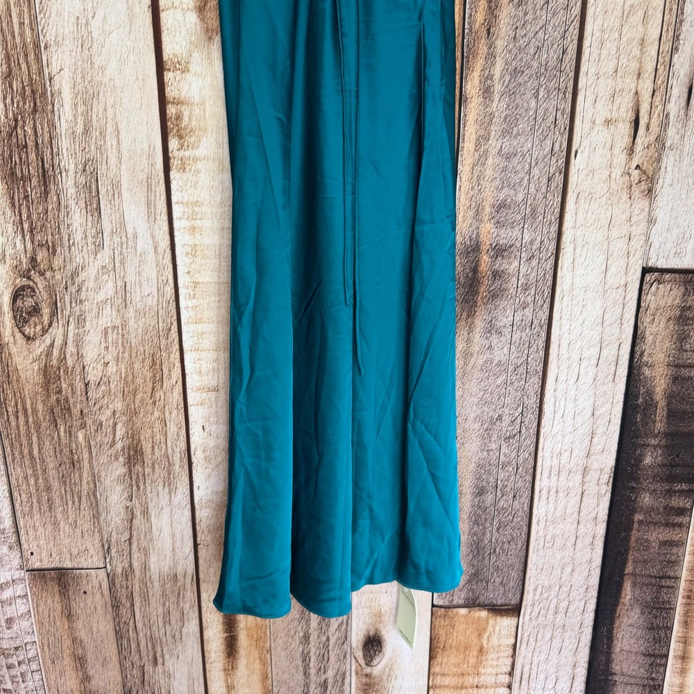 Abercrombie & Fitch Satin Slip Dress Teal Bias Cut Women Medium Petite NWT - Picture 6 of 8